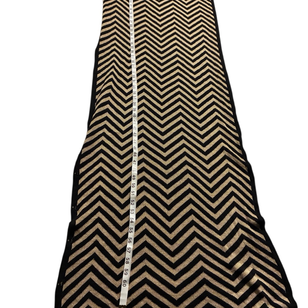 ChevronGold Lurex Shawl Patterned Black/Gold Stripes W/ Black Buttons  VTG - Picture 3 of 11